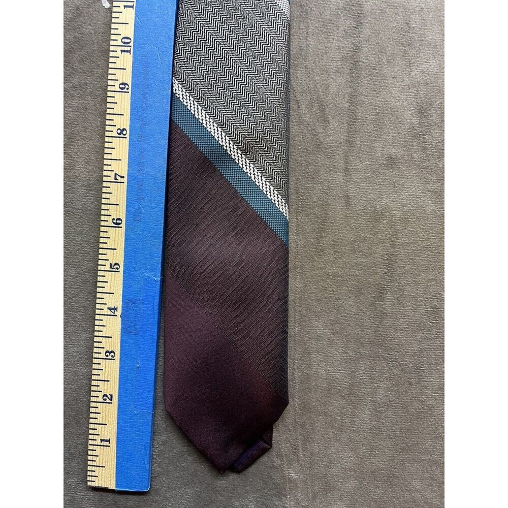 Oakton Ltd Neck Tie Men Necktie Vintage‎ 70's Brown Gray Striped